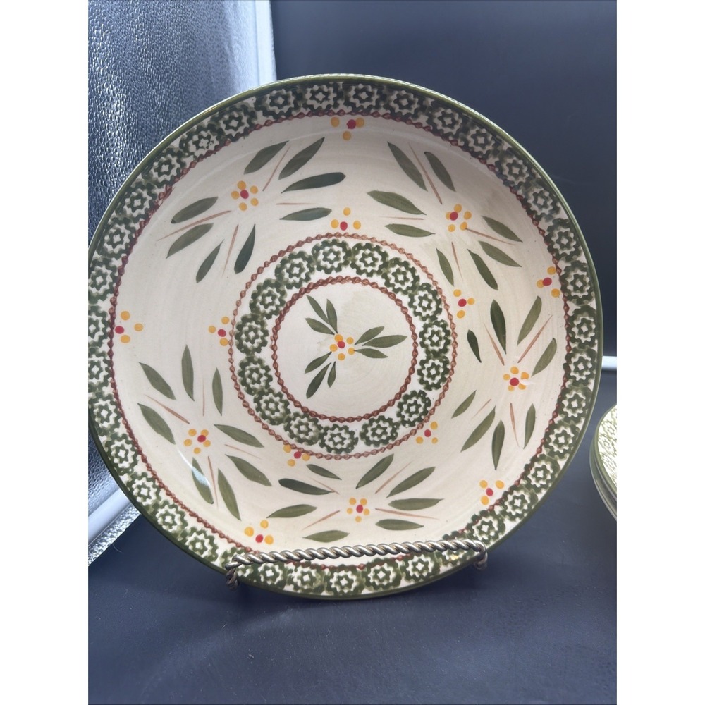 Temptations #735461 -Old World Green Confetti Set of 3 10.5" Dinner  Plates